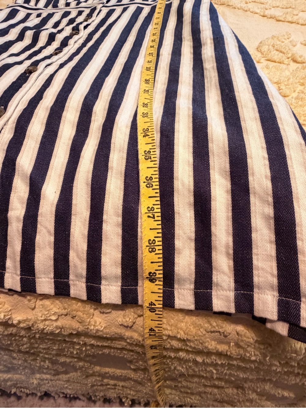 J. Crew Navy and White Vertical-Stripe Button-Front Midi Dress - Picture 9 of 11